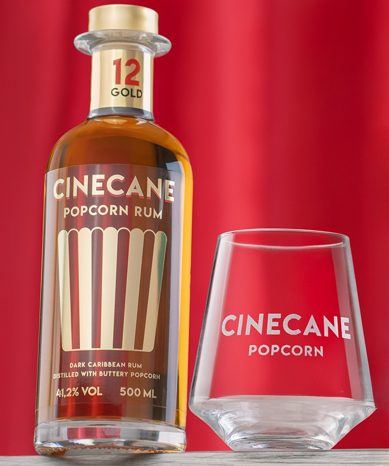 CINECANE Popcorn Rum Gold inkl. 4 Gläser