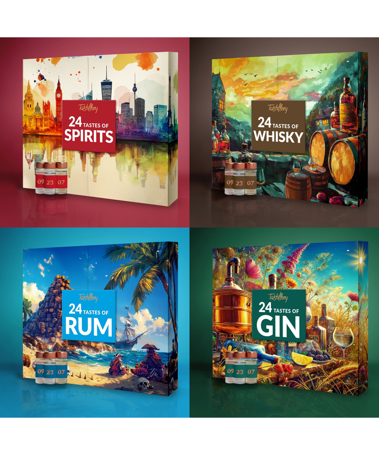 Whisky Adventskalender 2025 - 24 Miniaturflaschen Deko Ohne Alkohol