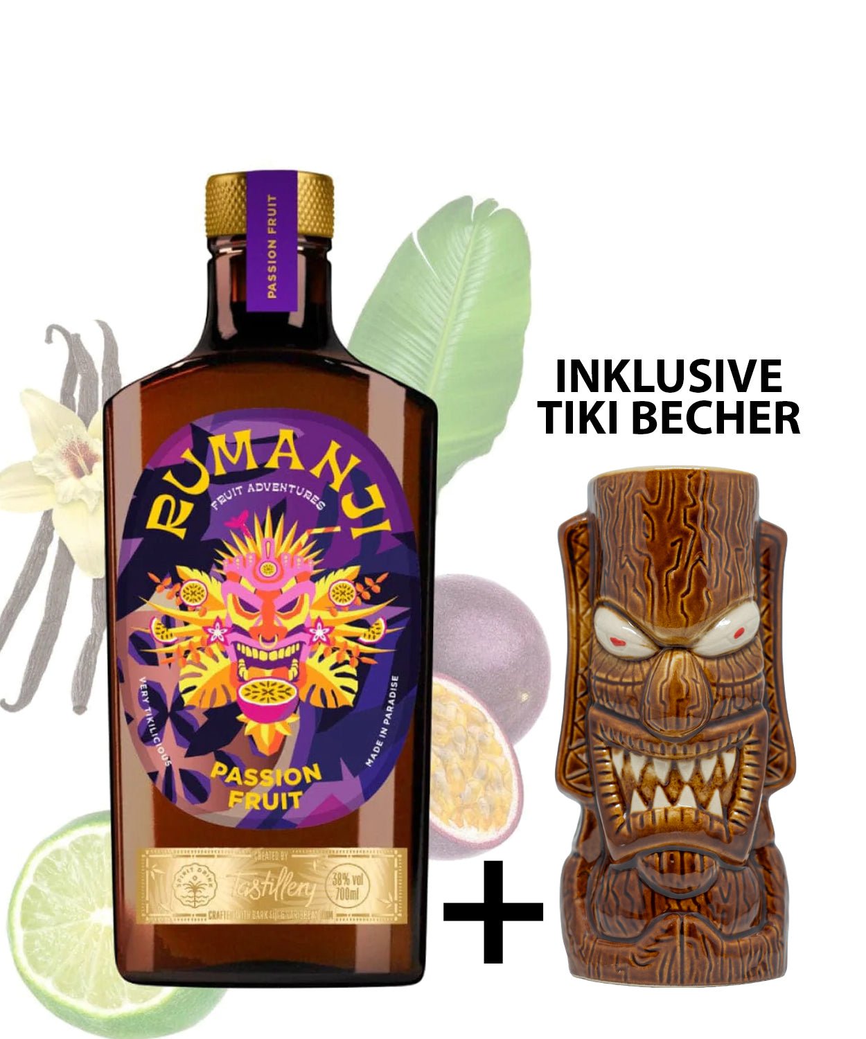 RUMANJI Passion Fruit Rum inklusive Tiki Becher