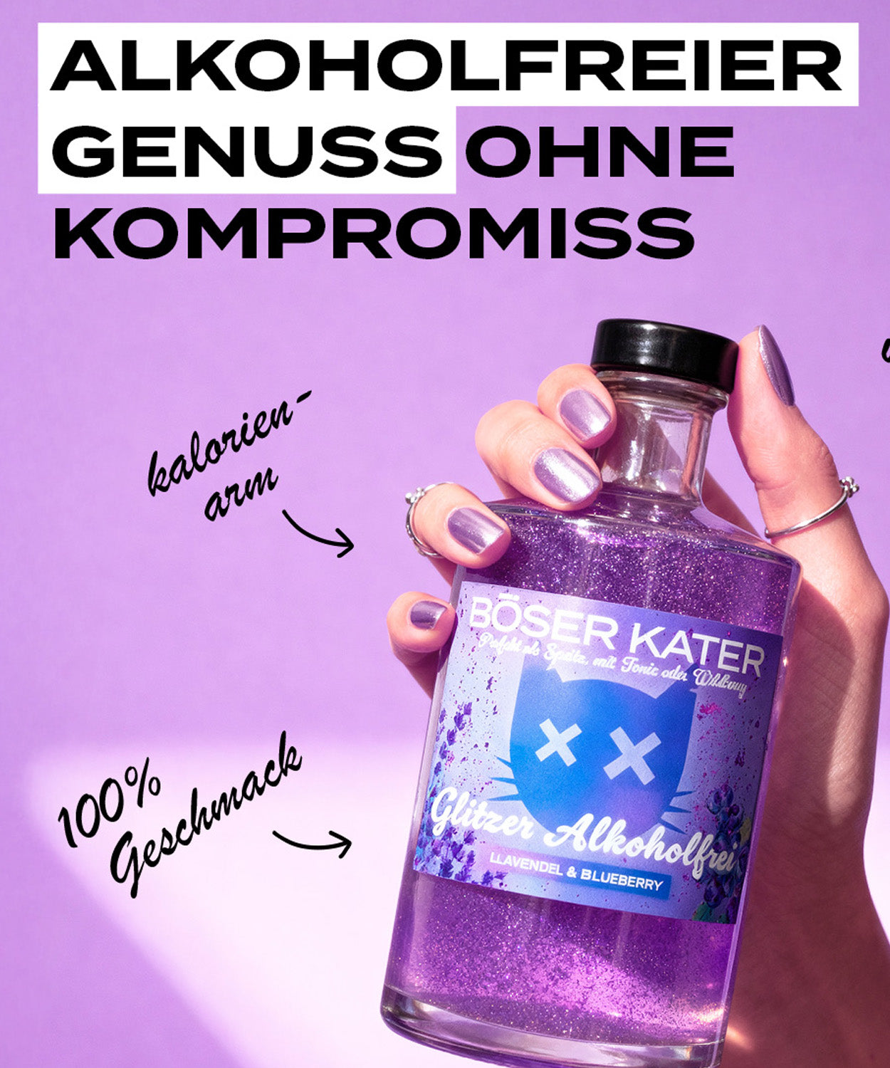 Böser Kater Lavendel & Blueberry mit Glitzer