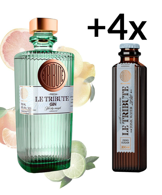 Le Tribute Gin + 4x Le Tribute Tonic Water Zero