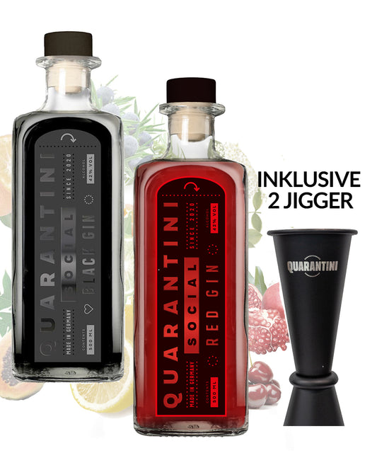 Quarantini Red Gin + Black Gin Bundle inkl. 2 Jigger