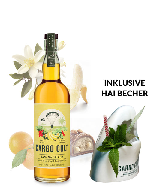 Cargo Cult Banana Spiced Rum inkl. Hai Becher