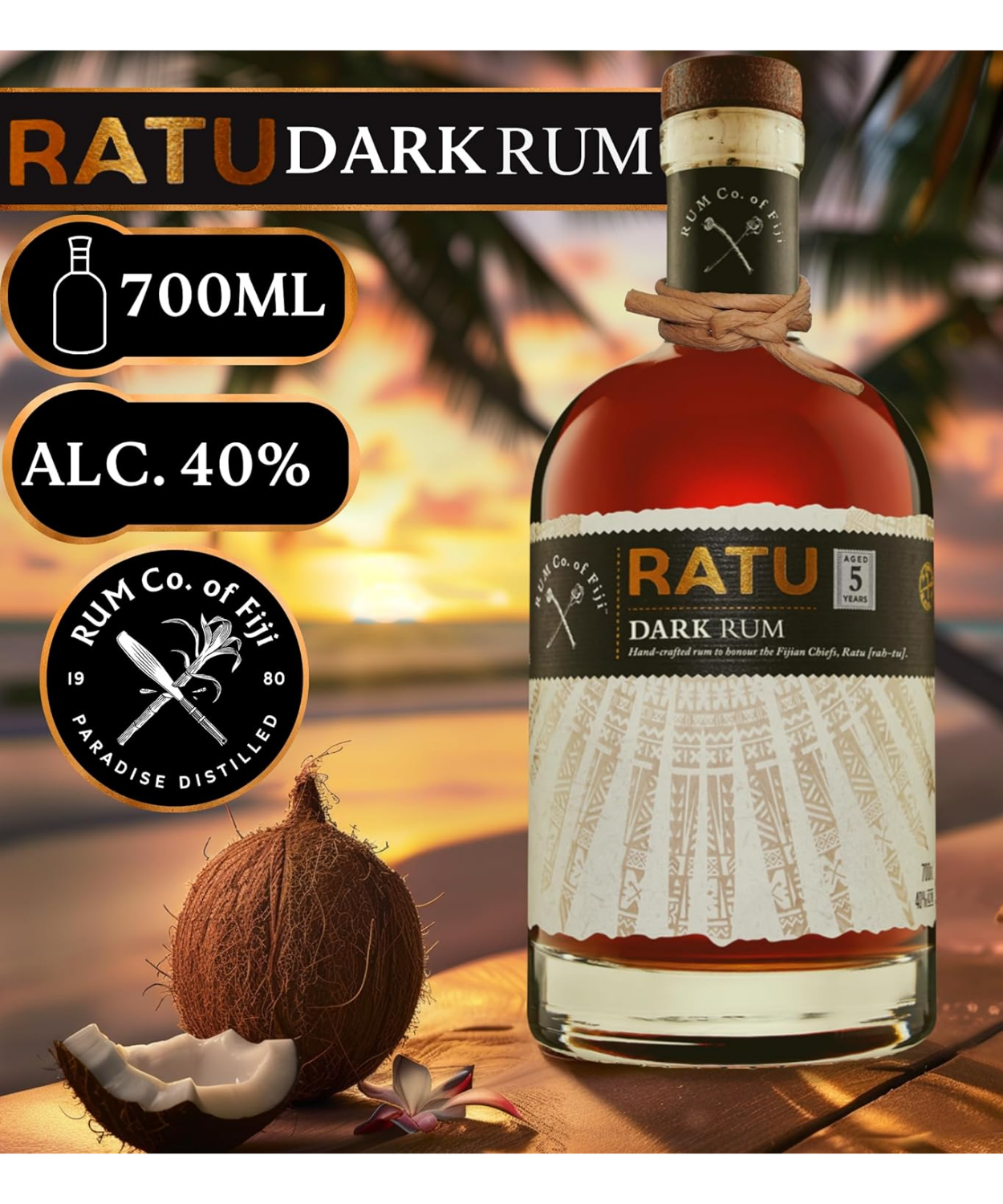 RATU Fijian Premium Dark Rum 5 Jahre