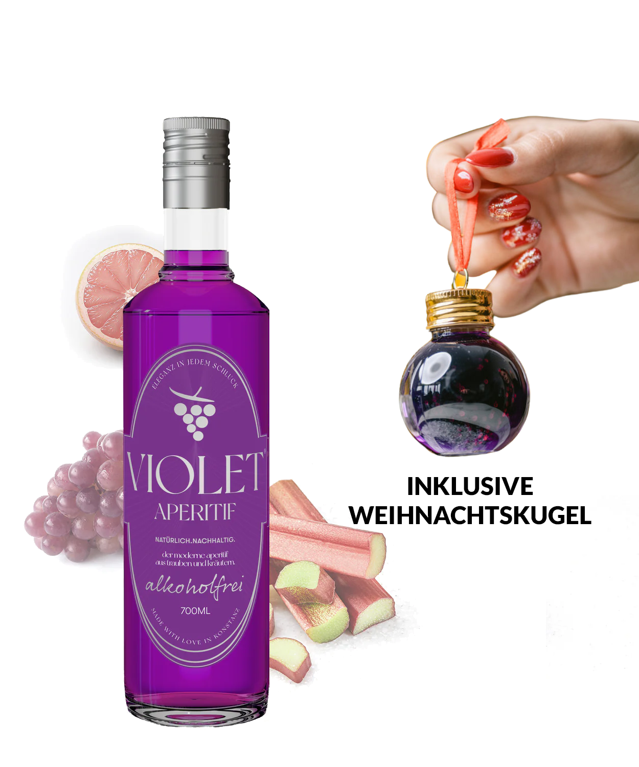 Violet Aperitif Alkoholfrei inkl. Weihnachtskugel