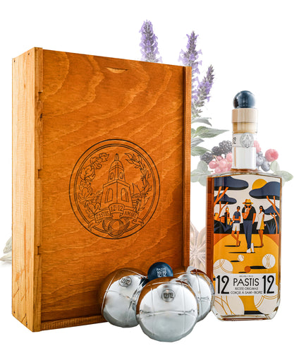 12/12 Pastis de Saint Tropez Set Petanque Wooden Box