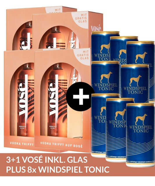 vosé mit Glas 3+1 inklusive 8x Windspiel Tonic