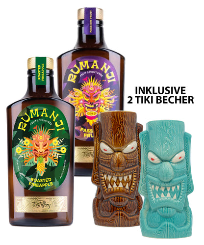 RUMANJI Roasted Pineapple & Passion Fruit Paket inklusive 2 Tiki Becher