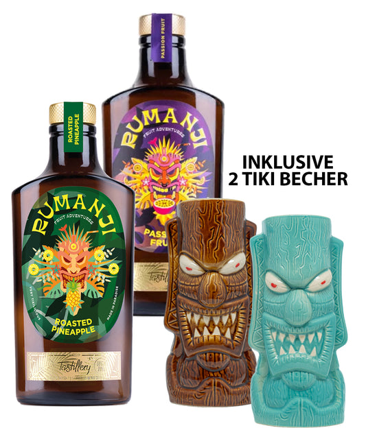 RUMANJI Roasted Pineapple & Passion Fruit Paket inklusive 2 Tiki Becher