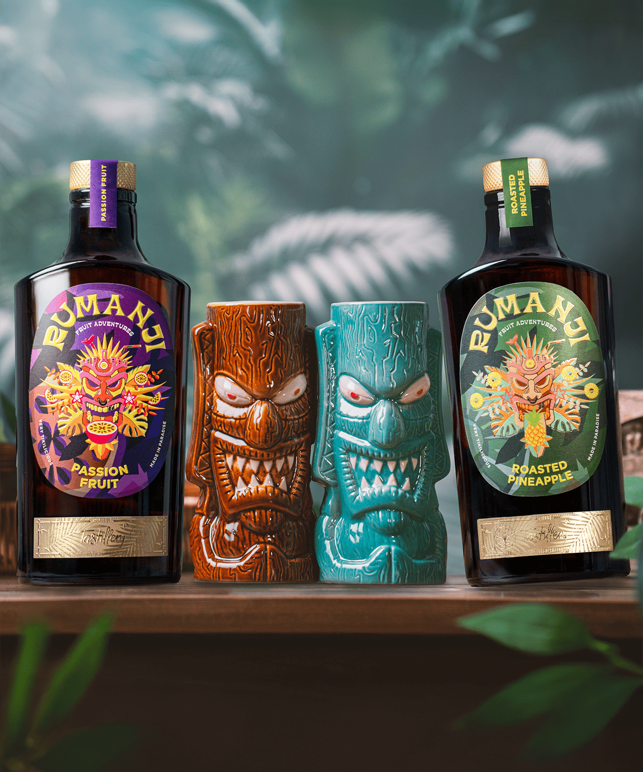 RUMANJI Roasted Pineapple & Passion Fruit Paket inklusive 2 Tiki Becher