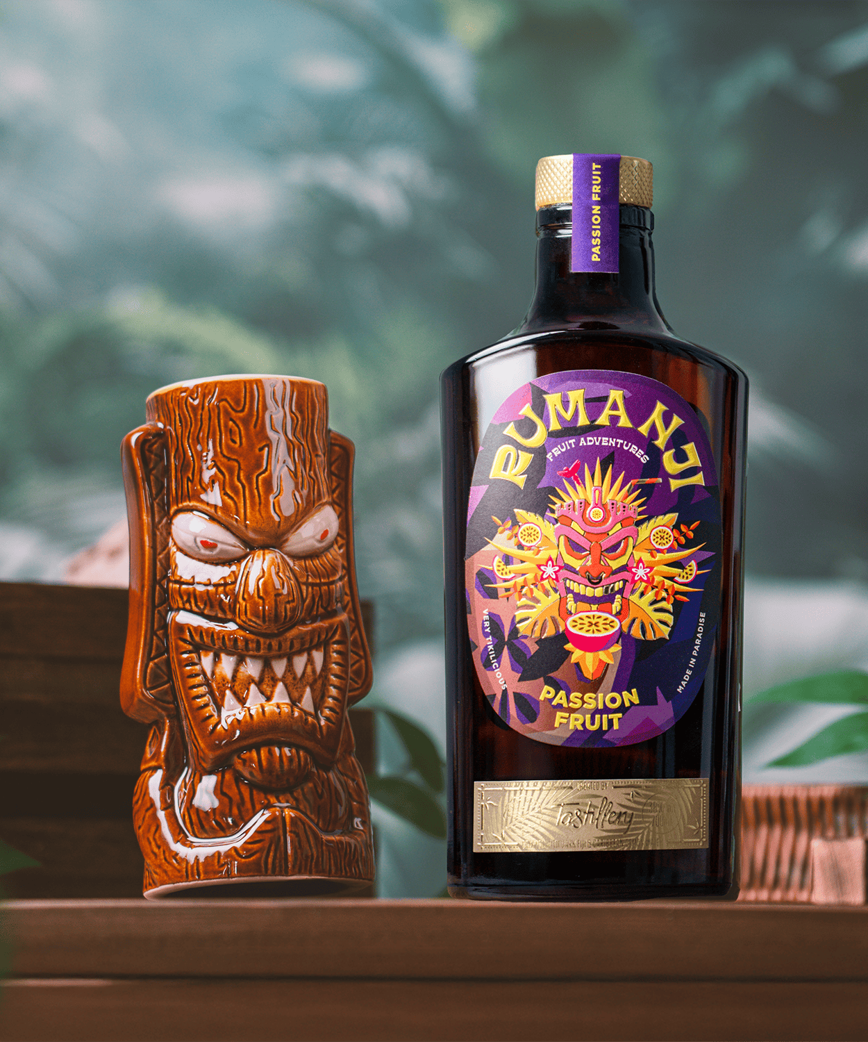 RUMANJI Roasted Pineapple & Passion Fruit Paket inklusive 2 Tiki Becher