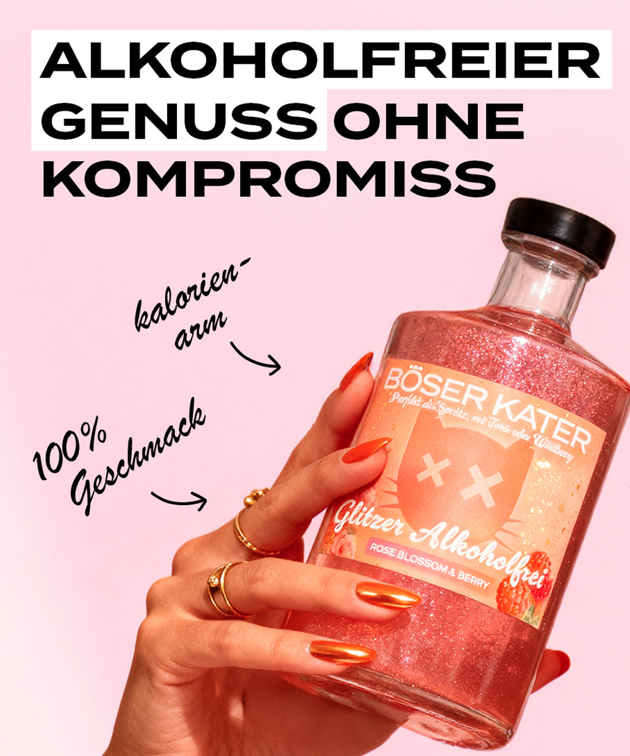 Böser Kater Rose & Berry mit Glitzer