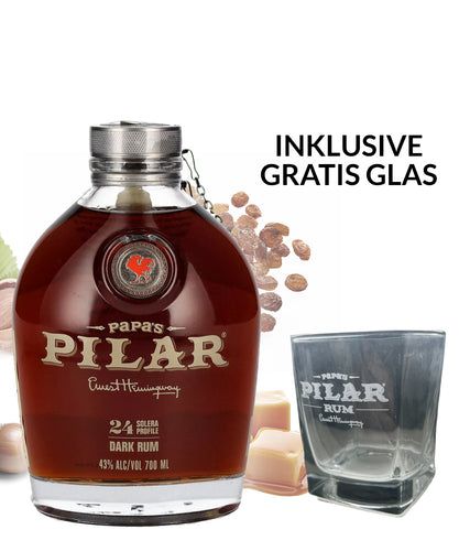 Papa´s Pilar Dark Rum inklusive Glas