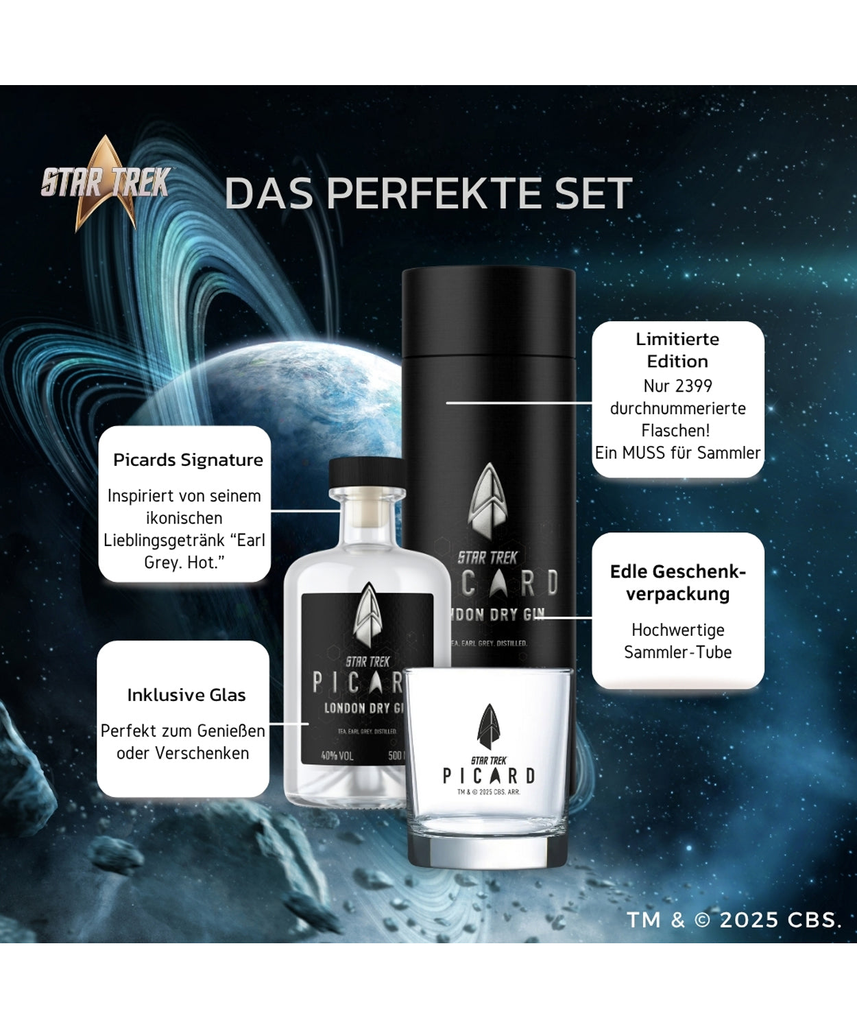 Star Trek Picard Gin inkl. Glas in der Geschenkverpackung