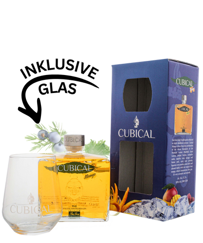 Cubical Premium Special Distilled Mango Gin + Glas