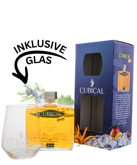 Cubical Premium Special Distilled Mango Gin + Glas