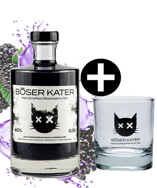 Böser Kater Blackberry inklusive Glas