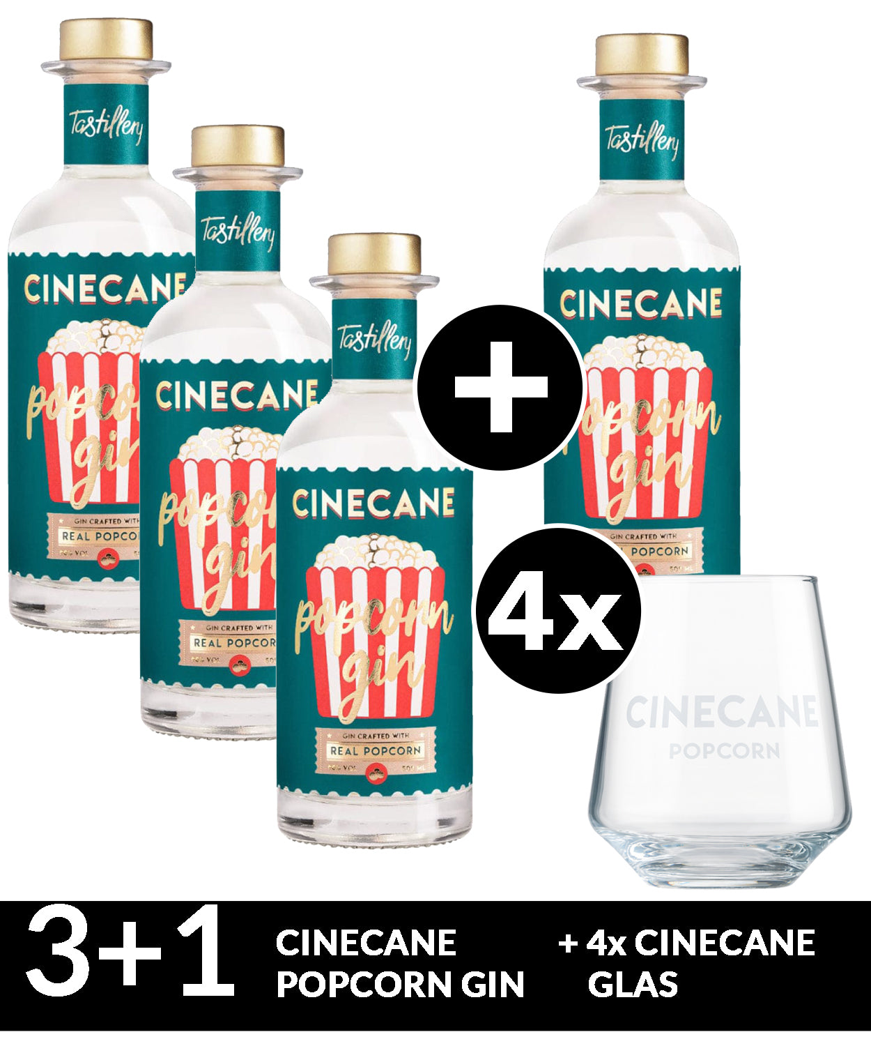 CINECANE Popcorn Gin 3+1 inkl. 4 Gläser